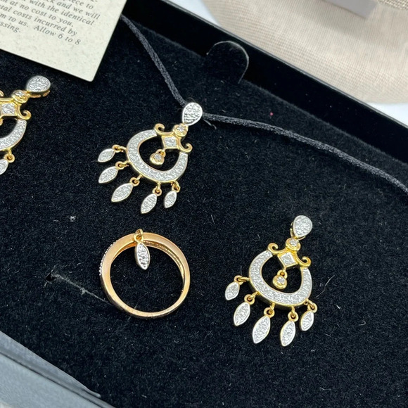 Technibond 18K Gold-Bonded Matching Set: Necklace (16-18”), Earrings & Ring - Picture 3 of 15